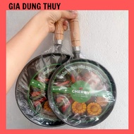 CHERRY Cast Iron Pan with Handle, Solid Cast Iron Pan for Pancakes, Non-Stick Frying Pan Cast Iron P