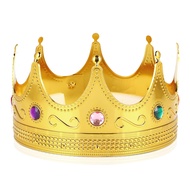 Regal King Queen Prince Princess Gold Jeweled Plastic Crown for CostumeParty Birthday Halloween Thea