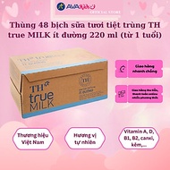 Thùng 48 bịch sữa tươi tiệt trùng TH true MILK ít đường 220 ml (từ 1 tuổi)