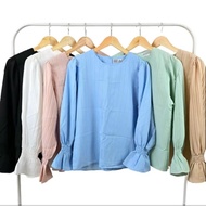 (Love.Annis) Women Blouse Baju Perempuan Wanita Long Sleeve Shirt Top Baju Melayu D882