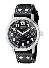 (Citizen) Citizen Men s AO9030-21E Eco-Drive Avion Black Leather Strap Watch