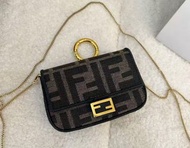 Fendi  nano 棕色老花金扣