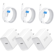 i Phone 17 16 15 Blok Pengecas USB C, Blok Pengecas Dinding Jenis C 20W dengan Kabel USB C untuk i P