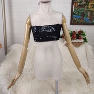 Sequin tube top black sequin tube top