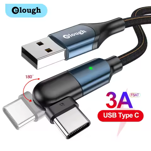 Elough 180 Rotate Micro USB Type C Cable 3A Fast Charging Type C Cable for Huawei P30 Samsung Xiaomi