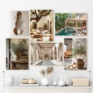 Italy Olive Tree Branches Leaves Architecture Canvas Painting Scandinavian Minimalist Posters Decor
