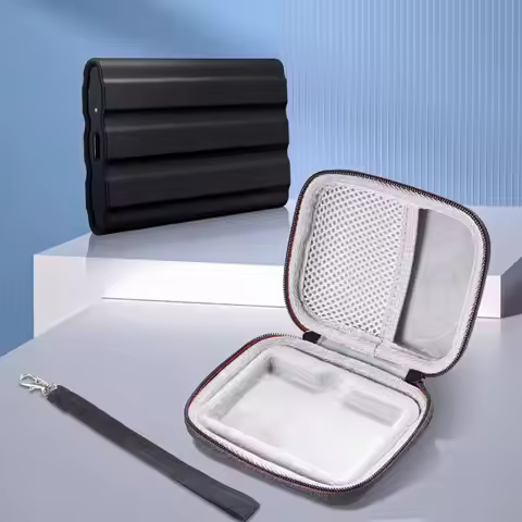 Portable Storage Bag with Lanyard Anti Scratch Hard EVA Case Waterproof Shockproof for Samsung SSD T