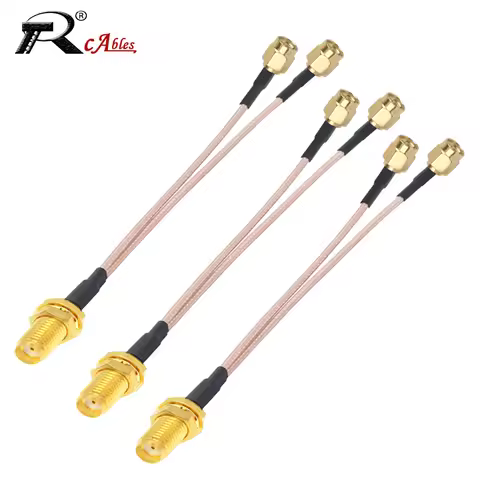 RP SMA Female to 2xSMA Male Connector Antenna Extension Cable Splitter Y Type RG316 Cable Pigtail fo