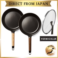 Vermicular frying pan 24cm deep oak walnut lid gas/IH compatible cast enamel FP24 [Direct from Japan