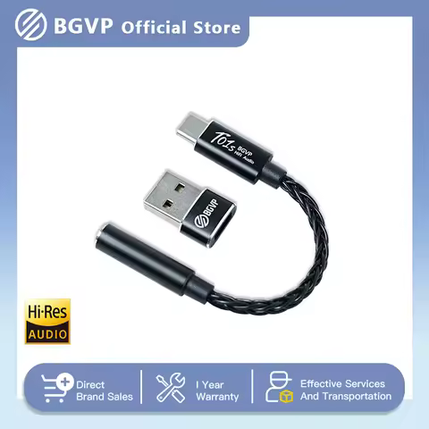 BGVP T01s Dac Decoding Audio HiFi Earphone Amplifier USB TypeC to 2.5/3.5/4.4mm Jack Adapter 32bit D