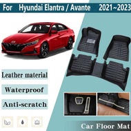 LHD Floor Mats for Hyundai Elantra Avante i30 Sedan CN7 2021 2022 2023 Car Leather Foot Carpet Pads 