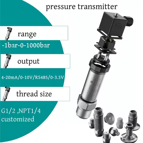 G1/2 Pressure Transmitter -1bar 0.1bar 0.2bar 10bar 4-20mA 0-3.3V 10V Output Water Gas Oil Liquid 40