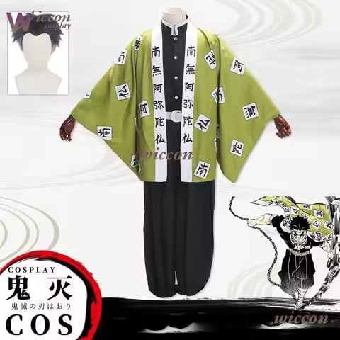 Demon Gyomei Himejima Uniform Slayer Anime Cosplay Costume Wig Stone Hashira Japanese Kimono Hallowe