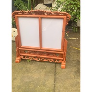Double altar picture frame of incense wood and stone, photo size 20x30.