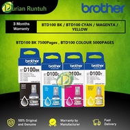 Brother Original Genuine Dye Ink BTD100 Refill Ink Bottles For T230 T430W T530DW T730DW T930DW