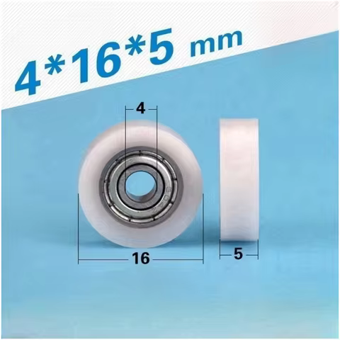 20pcs/100pcs plastic coated bearing 4*16*5mm 604 POM pulley flat wheel roller bore 4mm plastic pulle