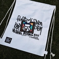 HUMOR PUNCH Extra Thick Canvas Fighting Art Elements Boxing Gloves Storage Tie Drawstring Backpack B