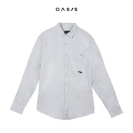 OASIS เสื้อเชิ้ตชาย แขนยาว มีกระเป๋า ลายทาง ผ้าCotton 100% รุ่น MWLB-4680 สีดำ เทา เขียว