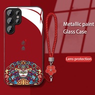 [7 Colors] Case For Samsung S24 Ultra S23Ultra S22Ultra Lens Protection Casing With Hand Strap S24Ul