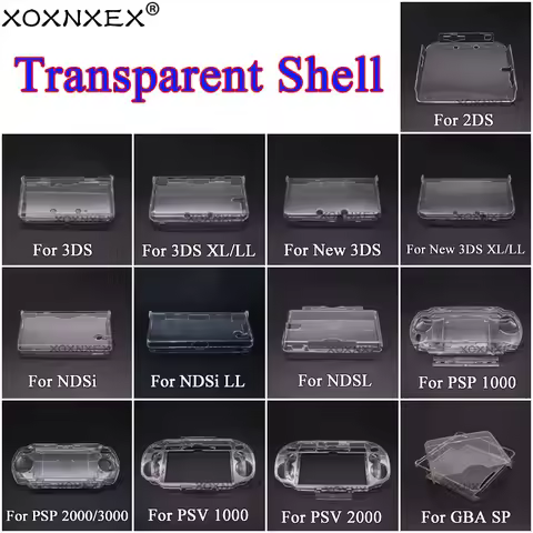 Transparent Hard Case For 2DS 3DS XL LL New 3DS XL NDSL NDSI XL PSP 1000 2000 PSV 2000 3000 Protecti