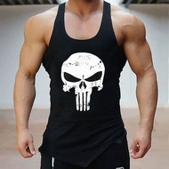 PUNISHER gym fitness Singlet, men's gym tank top shirt gym shirt
