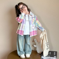 HYS blouse for kids girls blouses for kids girl Girls plaid shirt Spring girls fashion long-sleeved 