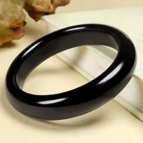 Natural Nephrite Black Jade Bangle Women Fine Jewelry Accessories Genuine Chinese Hetian Jade Bangle
