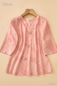 Áo kiểu thiết kế sang trọng với chất liệu gấm mẫu đơn cao cấp AN4L0961 Thương hiệu Thiều Hoa