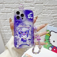 HX| For iPhone 17 6 6s 7 8 Plus X XR Xs Max 11 12 13 14 15 16 Pro Max SE 2020 Kuromi with Charm Brac