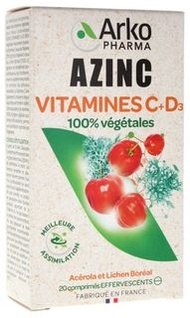 Arkopharma Azinc Vitamins C + D3 20 Effervescent Tablets 維他命 維生素 C + D3 20片發泡錠 法國製 Made in France