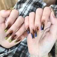 STAR Almond Shape Fake Nail Art Design French Long Fake Nails Set A2i3