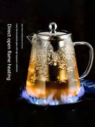1入組加厚耐熱玻璃茶壺,帶不鏽鋼茶隔,適用於家庭、餐廳、露營、辦公室、茶具和酒吧工具