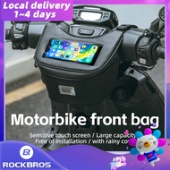 【Local Delivery】ROCKBROS Motorcycle Handlebar Bag 2L Large Capacity Waterproof Front Bag 3D EVA Hard Shell Quick Release Motorcycle Front Phone Bag with Waterproof Rain Cover