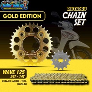 MUTARRU CHAIN SET HEAVY DUTY GOLD SERIES FOR HONDA WAVE 125 / WAVE 100 / XRM 125 / RS 125 / XRM 110