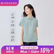 GIORDANO Women Polo Shirts Cool-Touch Embroidery Polo Shirts Short Sleeve Simple Summer Fashion Casu