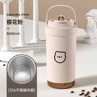 แก้วเกลือกันความร้อนแบบพกพาความจุขนาดใหญ่สำหรับคู่รัก แก้วกาแฟพร้อมสตีม เหล็กไร้สาร 316 ด้านในเคลือบ