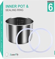 ZoneFly Original 6 Qt Power Cooker XL Replacement Inner Pot with 2 Pack Sealing Ring for Power Press