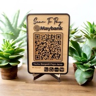 Wooden QR Code Display Kayu Custom  Murah