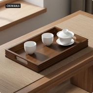 [CHiWANji] Wood Beverage Tray with Handles Chinese Rectangular Beverage Tray Vintage Look Houseware 