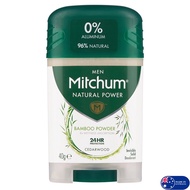 Mitchum Men Bamboo Powder Deodorant Cedarwood 40G ผลิตภัณฑ์ระงับกลิ่นใต้วงแขนแบบแท่งสติ๊กสูตรพิเศษสำ