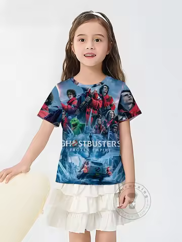 Hot Ghostbusters 3 Graphic Tee Summer Fashion T-Shirt Boys Girls Kids 3D Print Short Sleeve Top Casu