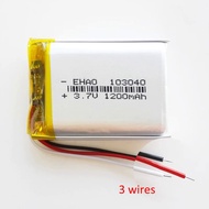 3.7V 1200mAh 103040 Lithium Polymer Lipo có thể sạc lại pin JST 3pin 1.0/1.25/1.5/2.0/2.54 mét cắm c