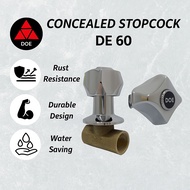 DOE Stopcock 1/2" & 3/4" Concealed Chrome Bathroom Shower Stopcock | SIRIM Approved Malaysia