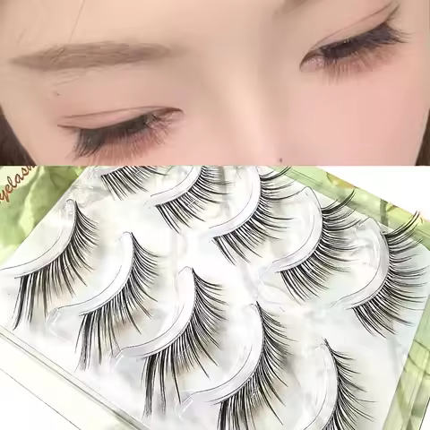 5 Pairs Natural Fox Eye Style Eyelashes Set Natural Looking Winged End Eye Elongated Eyelash Manga L