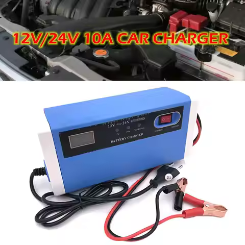 12V/24V 10A Car Charger Auto Truck Power Charge Smart AGM Lead Acid Gel Battery Charger For Starting