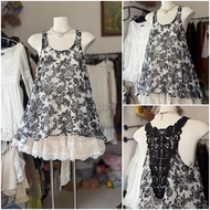 [2hand_thrift] Lace chiffon tank top M bust 80-86 length 60-67