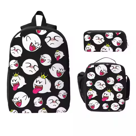King Boo Backpack Student Boys Girls BookBag School Bag Computer Shoulder Bags 3ps Insulated Lunch B