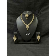 Indian Necklace And Forehead Set Gem Work Dark Gold Indian Necklace Set Indian Jewelry Set