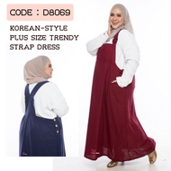 {Ready Stock}Plus Size Trendy Strap Dress Muslimah Saiz Besar Tali Jubah 5xl 6xl 7xl 8xl Plain Dress