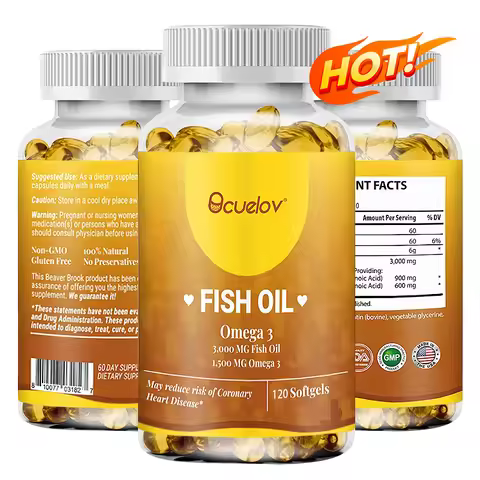 Fish Oil Omega 3 Supplement, 3000 mg Fish Oil, Cardiovascular Support, Brain Function, 120 Capsules